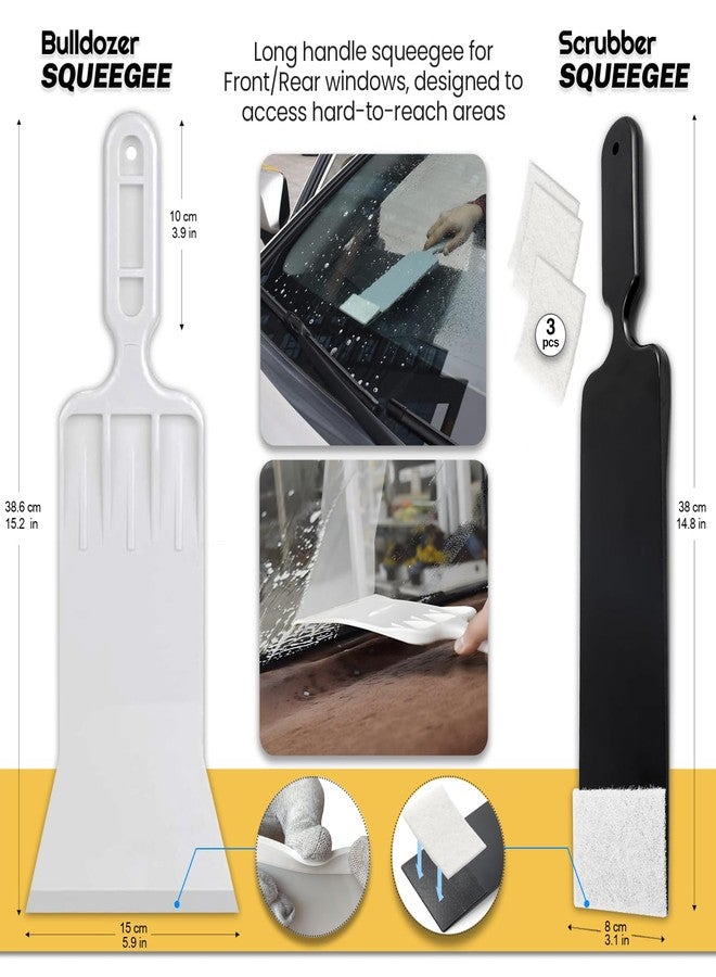 Charmier Window Tint Kit Vinyl Wrap Tool for Car Tinting Tools Windshield Back Window Tint Squeegee Bulldozer Squeegee Scrubber Paddle Rubber Squeegee for Car Wrapping Film Installation Auto Tint Kit Pro Set - Image 5