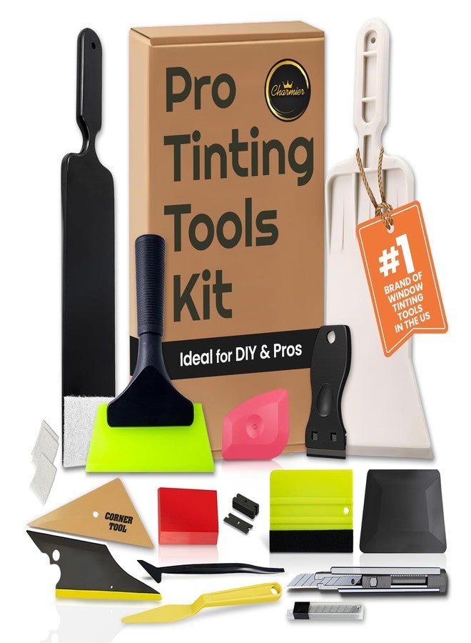 Charmier Window Tint Kit Vinyl Wrap Tool for Car Tinting Tools Windshield Back Window Tint Squeegee Bulldozer Squeegee Scrubber Paddle Rubber Squeegee for Car Wrapping Film Installation Auto Tint Kit Pro Set - Image 1