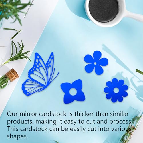 Bazyrock 20 Sheets Blue Metallic Cardstock Paper 8.5 x 11in,250GSM Mirror Finish Surface Foil Board Perfect for Crafting, Invitations & Decorations (Blue) - Image 5