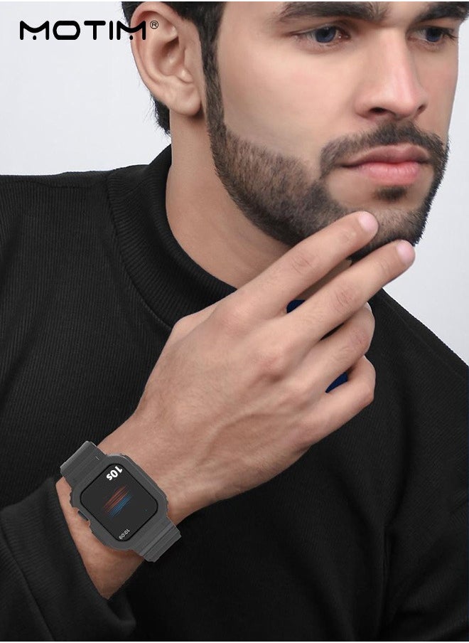 Motim - Rugged Armor Apple Watch 44mm/45mm Case with Band, Replacement Shockproof Band Strap with Bumper Protective Cover for iWatch SE2 SE Series 9/8/7/6/5/4/3/2, Men Women - Image 1