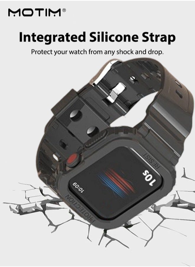 Motim Rugged Armor Apple Watch 44mm/45mm Case with Band, Shockproof Replacement Strap Wristband with Bumper Cover for iWatch SE2 SE Series 9/8/7/6/5/4/3/2/1, Men Women  - Image 4