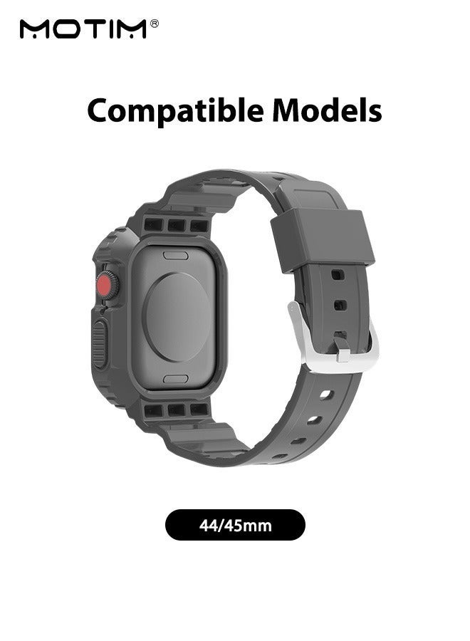 Motim Apple Watch Band with Case 44mm/45mm, Rugged Armor Shockproof Replacement Strap Wristband with Bumper Cover for iWatch SE2 SE Series 9/8/7/6/5/4/3/2/1, Men Women - Image 4