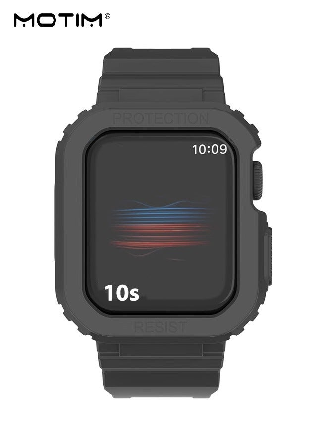 Motim Apple Watch Band with Case 44mm/45mm, Rugged Armor Shockproof Replacement Strap Wristband with Bumper Cover for iWatch SE2 SE Series 9/8/7/6/5/4/3/2/1, Men Women - Image 5