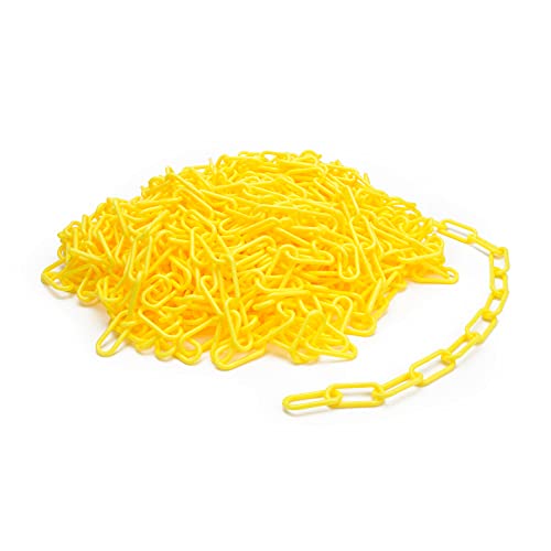 Steelman 100-Foot Yellow Plastic Safety Barrier Chain for Construction Site/Garage, Non-Marring/No-Rust Plastic, High-Visibility Yellow - Image 1