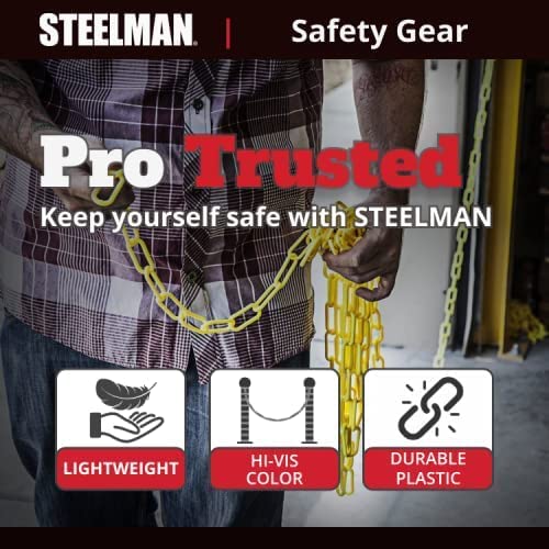 Steelman 100-Foot Yellow Plastic Safety Barrier Chain for Construction Site/Garage, Non-Marring/No-Rust Plastic, High-Visibility Yellow - Image 5