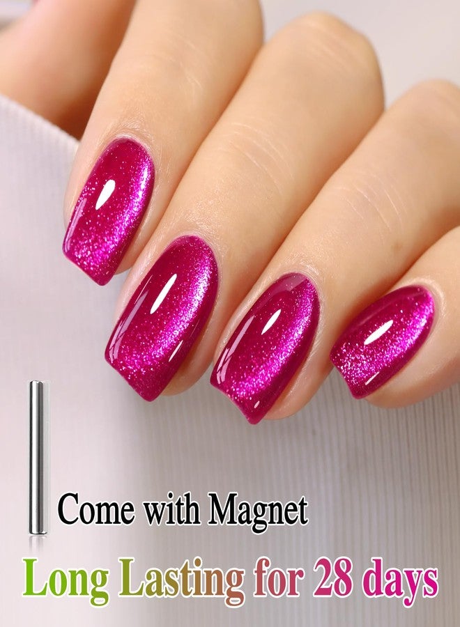 Double Rhythm 15ML Ice Glass Cat Eye Gel Polish with Magnet Holographic Glitter Shimmer Translucent Sheer Color Salon Soak Off Magnetic at Home (Pitaya Purple-MC1072) - Image 4
