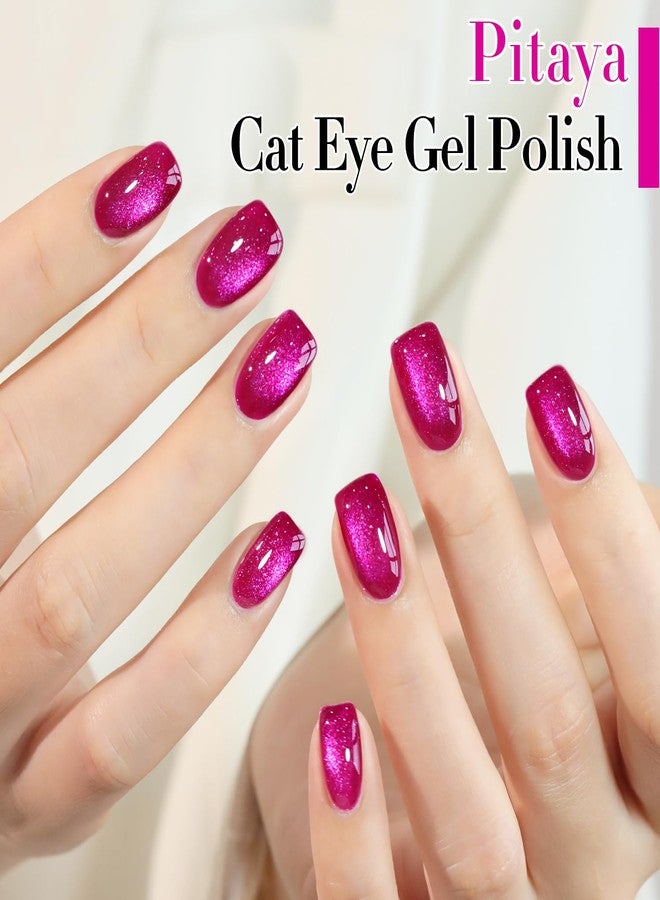 Double Rhythm 15ML Ice Glass Cat Eye Gel Polish with Magnet Holographic Glitter Shimmer Translucent Sheer Color Salon Soak Off Magnetic at Home (Pitaya Purple-MC1072) - Image 3