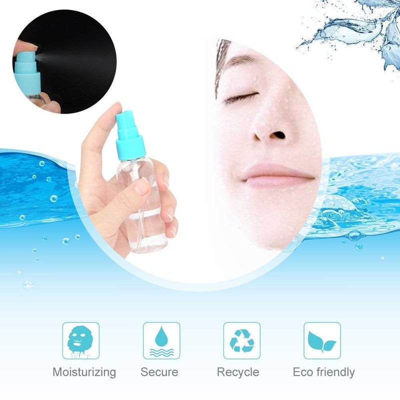 RIVUGJA 7PcsSet Travel Bottles Cosmetic Packaging Empty Pressure Spray Bottle Travel Transparent Plastic Perfume Atomiz Travel Kit Blue - Image 2