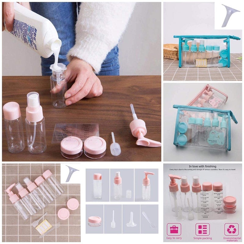 RIVUGJA 7PcsSet Travel Bottles Cosmetic Packaging Empty Pressure Spray Bottle Travel Transparent Plastic Perfume Atomiz Travel Kit Blue - Image 5