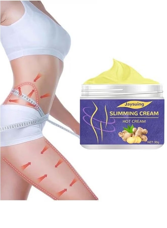 Jaysuing Ginger Anti Cellulite Hot Cream，Belly Firming Cream, Navel Arm Leg Belly Fat Burning Cream, Skin Firming Moisturizing Massage Gel for Cellulite, Soothing, Relaxing, Tightening & Slimming - Image 1