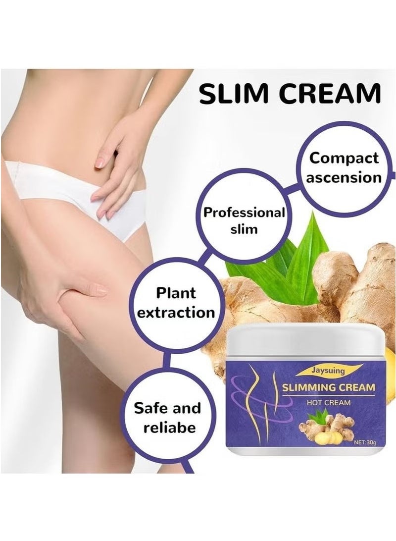 Jaysuing Ginger Anti Cellulite Hot Cream，Belly Firming Cream, Navel Arm Leg Belly Fat Burning Cream, Skin Firming Moisturizing Massage Gel for Cellulite, Soothing, Relaxing, Tightening & Slimming - Image 4