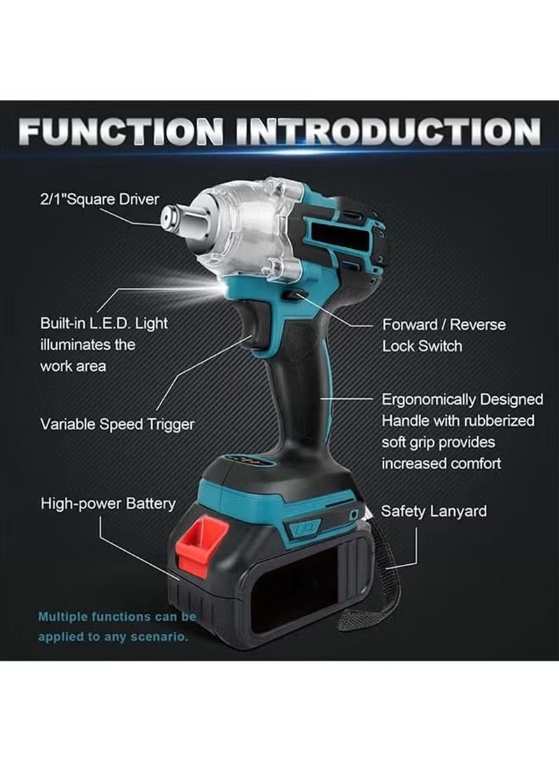 ALongDeng 21V Cordless Impact Wrench High Torque Impact Driver with Lithium-Ion Battery Professional Impact Wrench Set with Multi-Functional Accessories - Image 2