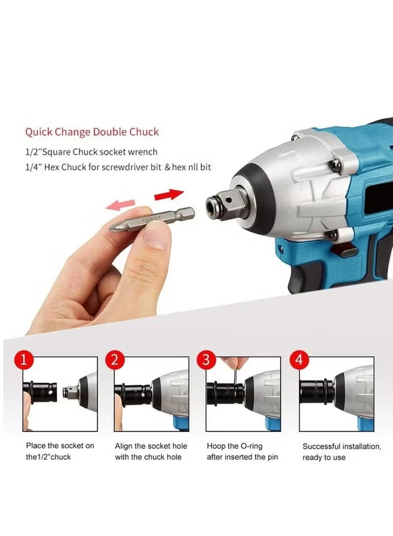 ALongDeng 21V Cordless Impact Wrench High Torque Impact Driver with Lithium-Ion Battery Professional Impact Wrench Set with Multi-Functional Accessories - Image 4