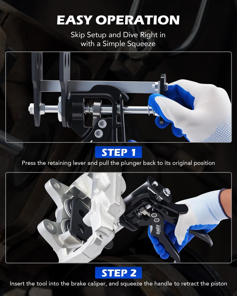 Orion Motor Tech Single Dual Quad Piston Brake Caliper Compressor, Brake Piston Compressor Tool Set for Brake Pad Replacement, Disc Brake Caliper Tool Compatible with Most Cars & Trucks, Black - Image 3