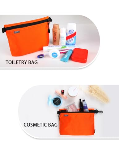 GOX Small Toiletry Bag for Men Bulk Cosmetic Bag Dopp Kit Carry On Zipper Pouch Organization Nylon Small Packing Sack Water Repellent(Orange) - Image 3