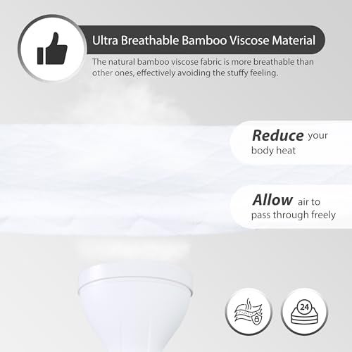 Ruili Bamboo Viscose Waterproof Crib Mattress Protector, 2 Pack Quilted Fitted Breathable Toddler Baby Mattress Cover, Organic Bamboo Viscose Soft Crib Mattress Pad, White (52x28 Inches) - Image 5