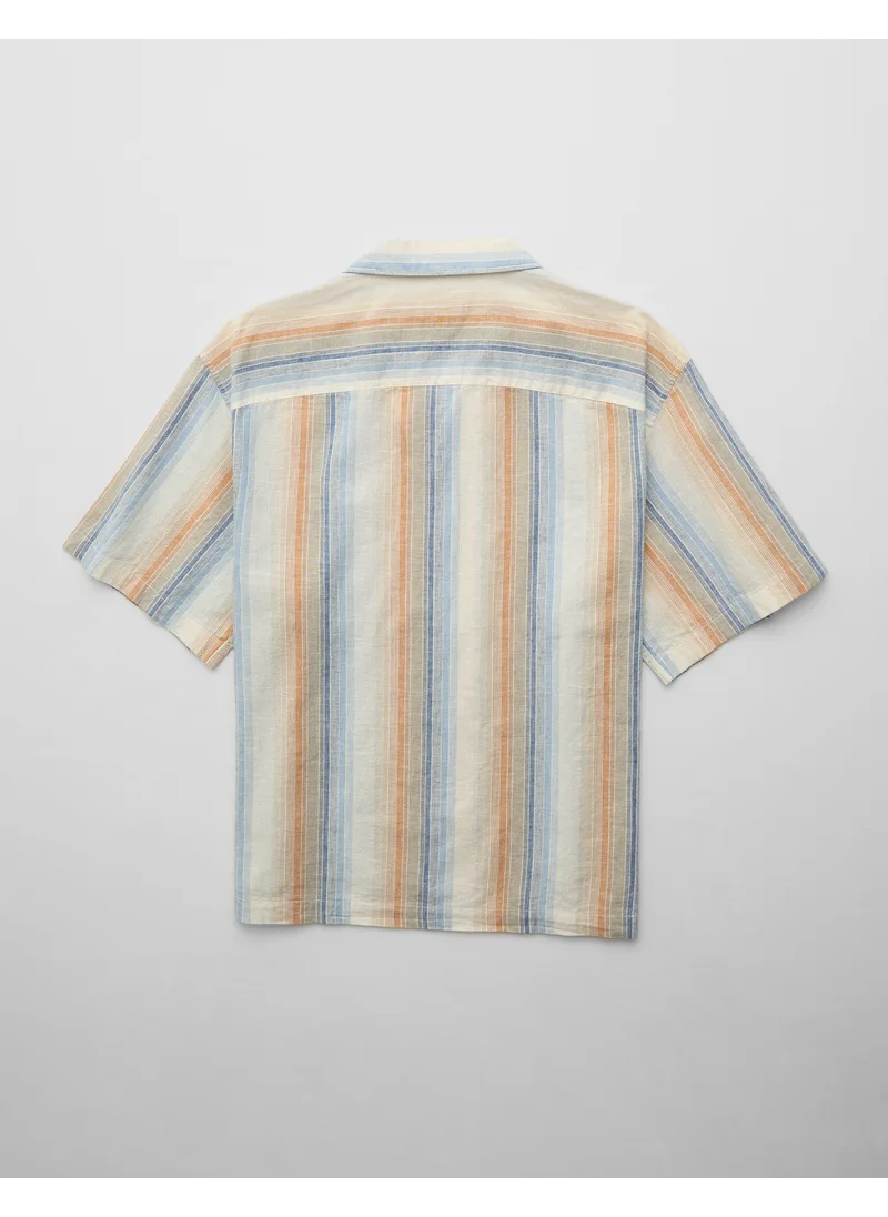 American Eagle AE Poolside Linen-Blend Button-Up Shirt
