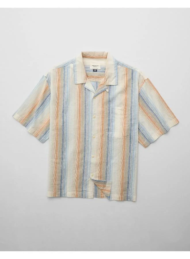 American Eagle AE Poolside Linen-Blend Button-Up Shirt