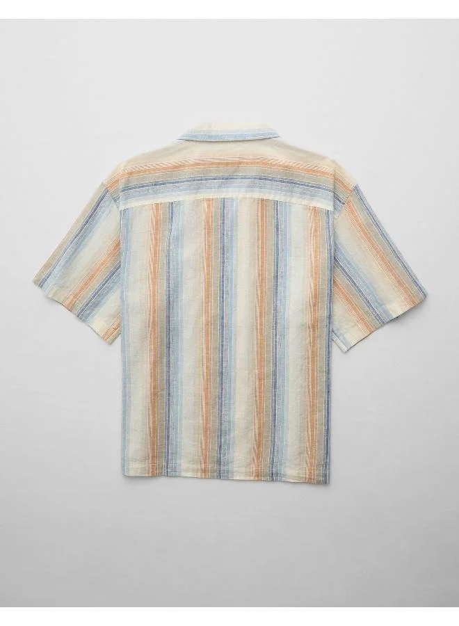 American Eagle AE Poolside Linen-Blend Button-Up Shirt