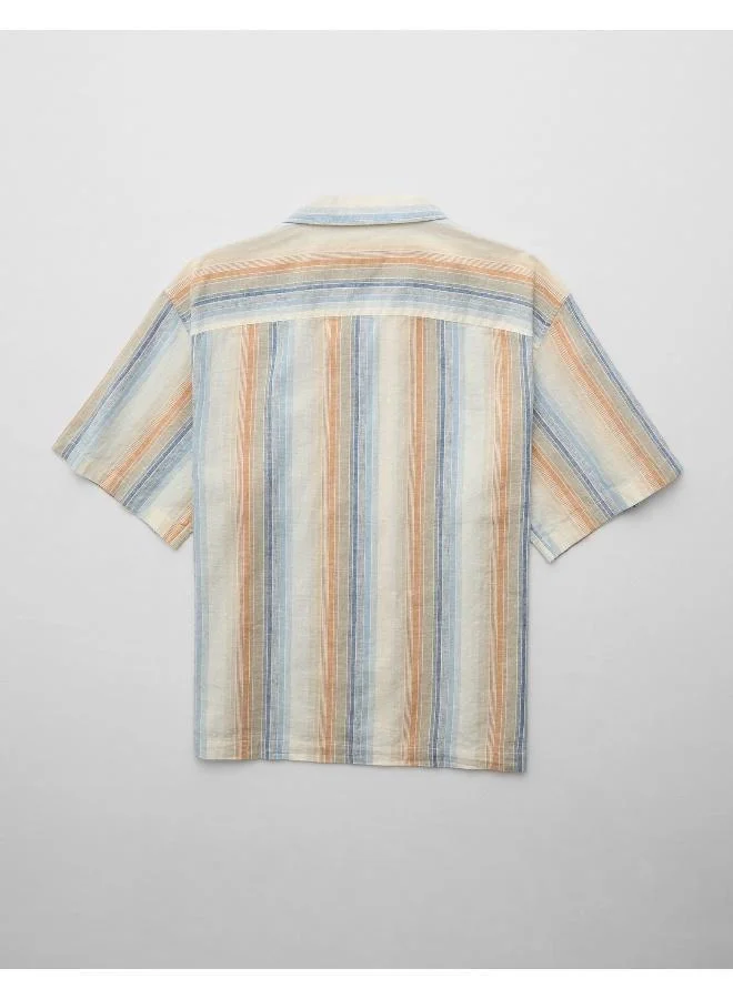 American Eagle AE Poolside Linen-Blend Button-Up Shirt