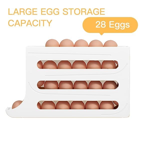 Nisixdec Nisixdec Auto Rolling Fridge Egg Organizer SpaceSaving Egg Dispenser Holder 4 Tiers Stackable Egg Dispenser 30 Eggs Fridge Egg Rack Large Capacity Egg Dispenser for Refrigerator  - Image 5