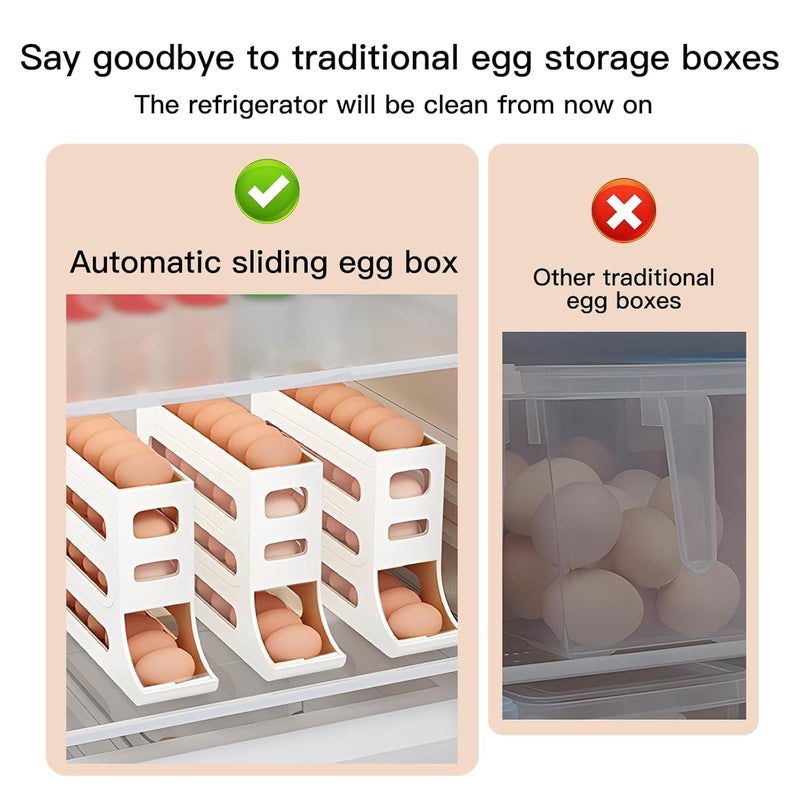 Nisixdec Nisixdec Auto Rolling Fridge Egg Organizer SpaceSaving Egg Dispenser Holder 4 Tiers Stackable Egg Dispenser 30 Eggs Fridge Egg Rack Large Capacity Egg Dispenser for Refrigerator  - Image 4