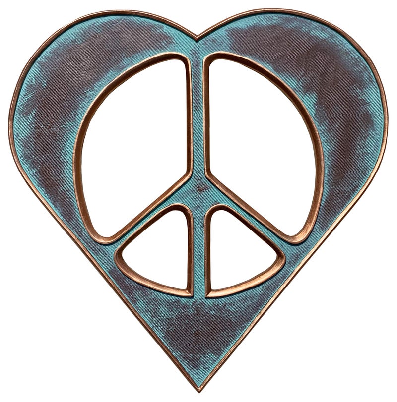 Top Brass HeartPeace Sign Wall Decor Art  12 Rustic Hippie Love Plaque
