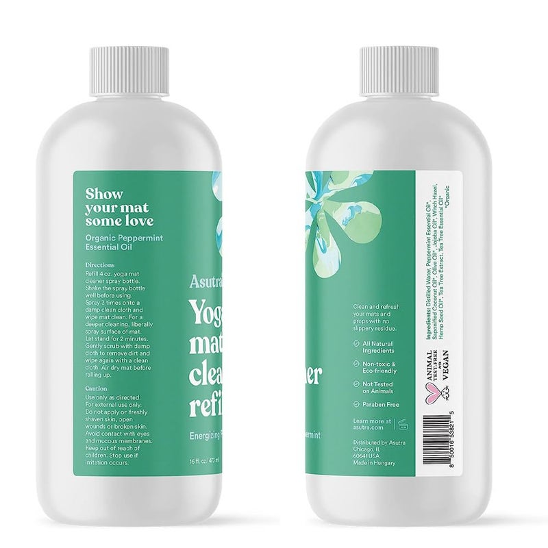 ASUTRA Yoga Mat Cleaner Spray Refill (Energizing Peppermint), 16 fl oz - No Slippery Residue, Organic Essential Oils, Deep-Cleansing for Fitness Gear & Gym Equipment - Image 3