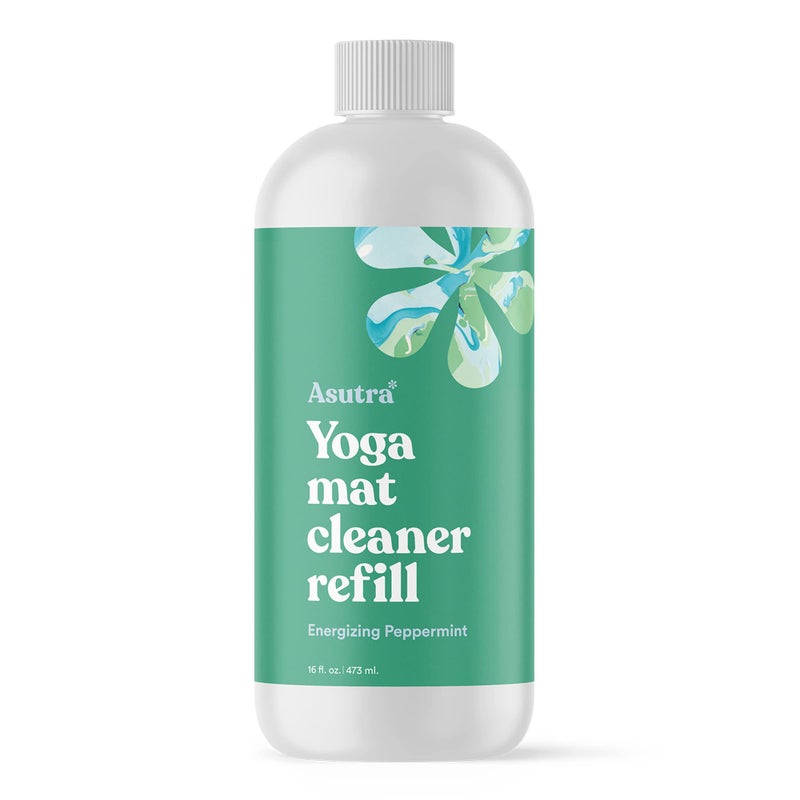 ASUTRA Yoga Mat Cleaner Spray Refill (Energizing Peppermint), 16 fl oz - No Slippery Residue, Organic Essential Oils, Deep-Cleansing for Fitness Gear & Gym Equipment - Image 1