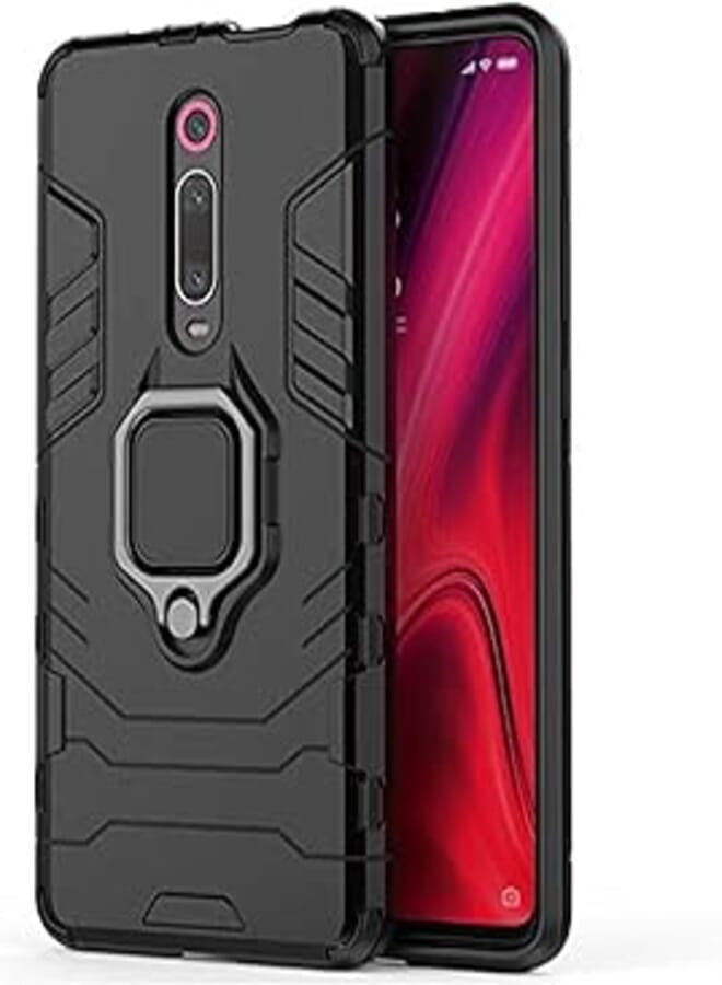 for Xiaomi Mi 9T / Redmi K20 / K20 Pro Iron Man With Metal Ring holder Stand Armor Shockproof Case cover - Black