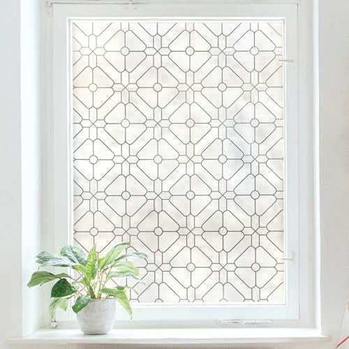 Artscape Aster 24 x 36 Inch Window Film Made in USA  Provides Privacy NonAdhesive Textured Leaded Glass Pattern UV Protection Easy to Apply and Removable