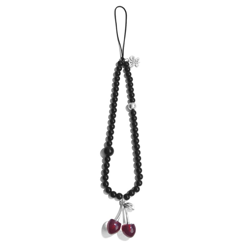 cioatu Phone Charms Cute Cherry Butterfly Cell Phone Lanyard Strap Wrist Strap for Bag Airpods Camera Pendants Decor (Black Cherry) - Image 1