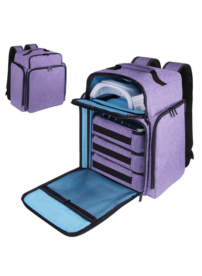Famard Famard Nail Polish Organizer Backpack Holds 108 Bottles(15ml - 0.5 fl.oz) and a Nail Lamp, Nail Supplies Organizer Case with 3 Removable Nail Polish Pouches, Nail Storage Bag for Nail Tech (Purple)  - Image 1
