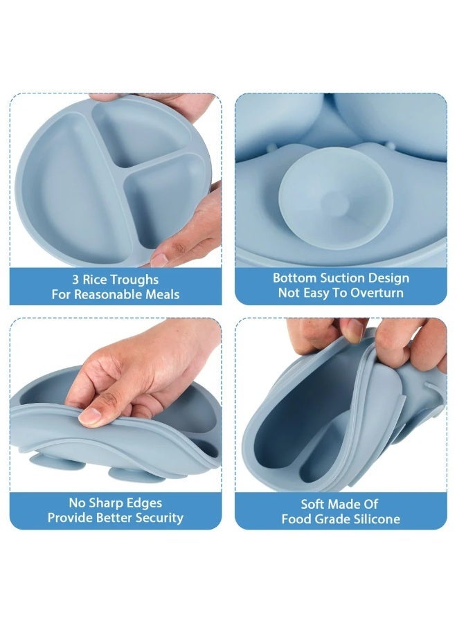 cartogivz Baby Food Feeding 7-Piece Set – Silicone Baby Feeding Kit with Bib, Suction Bowl, Divided Plate, Sippy Cup, Spoon & Fork - Image 3