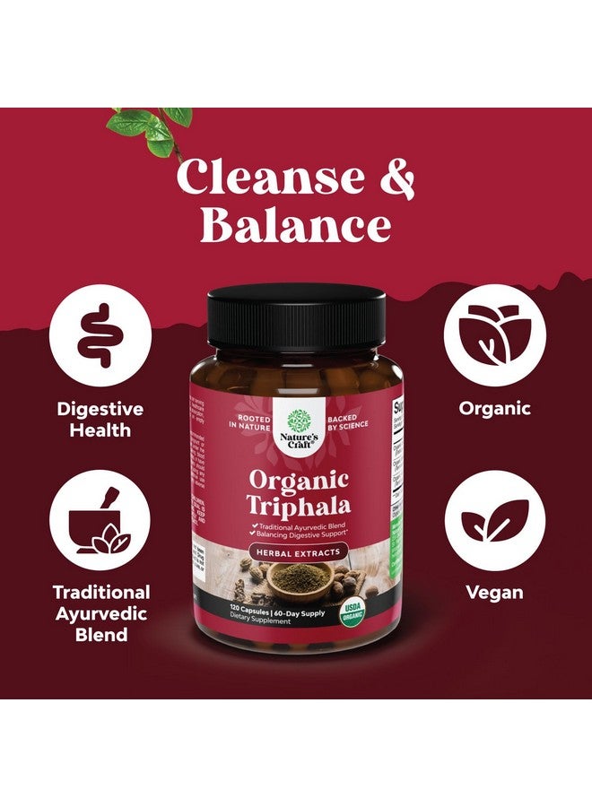 Natures Craft كبسولات تريفالا العضوية المعقدة - منظف القولون العضوي تريفالا ومكمل صحة الجهاز الهضمي - معقد أيورفيدي لغازات الانتفاخ والإمساك للنساء والرجال (2 أشهر) - Image 4