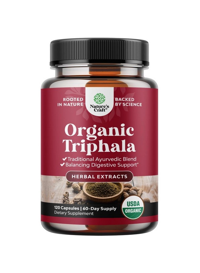 Natures Craft كبسولات تريفالا العضوية المعقدة - منظف القولون العضوي تريفالا ومكمل صحة الجهاز الهضمي - معقد أيورفيدي لغازات الانتفاخ والإمساك للنساء والرجال (2 أشهر) - Image 1