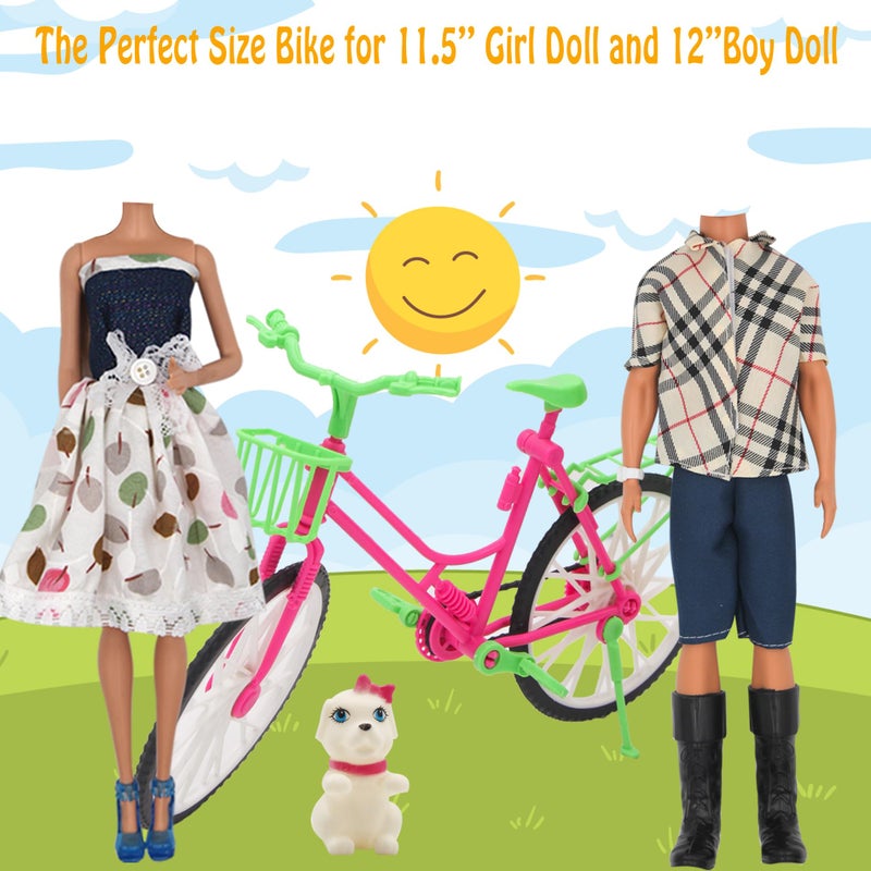 ZTWEDEN 33Pcs Doll Clothes and Accessories for 12 Inch Boy and GirlDoll, Includes 20 Wear Clothes Shirt Jeans Suit and Wedding Dresses, Glasses Earphones Dog and Bike for 12'' Boydoll Girldoll - Image 3