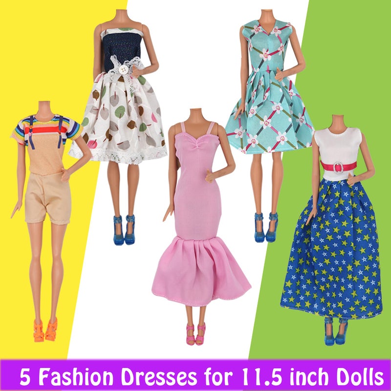 ZTWEDEN 33Pcs Doll Clothes and Accessories for 12 Inch Boy and GirlDoll, Includes 20 Wear Clothes Shirt Jeans Suit and Wedding Dresses, Glasses Earphones Dog and Bike for 12'' Boydoll Girldoll - Image 4