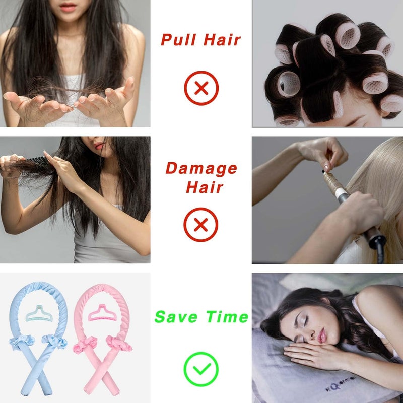 ALKAYAN Heatless Curling Rod Headband, Heatless Hair Curler Set Heatless Curlers for ... - Image 2