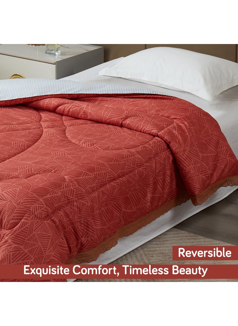 Maple&Finch MapleFinch Reversible AC Comforter for Single Bed All Weather Duvet 220 GSM Bar Chart Carmine Red AR4910D7  - Image 2
