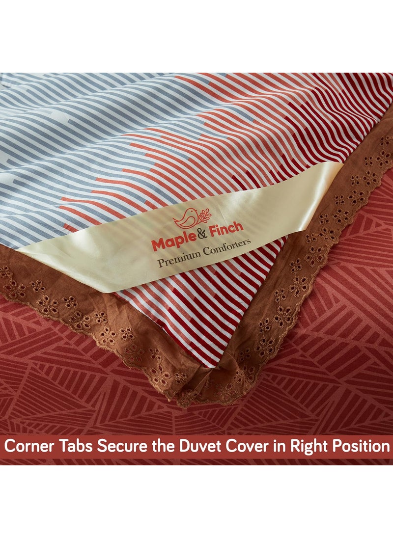 Maple&Finch MapleFinch Reversible AC Comforter for Single Bed All Weather Duvet 220 GSM Bar Chart Carmine Red AR4910D7  - Image 5