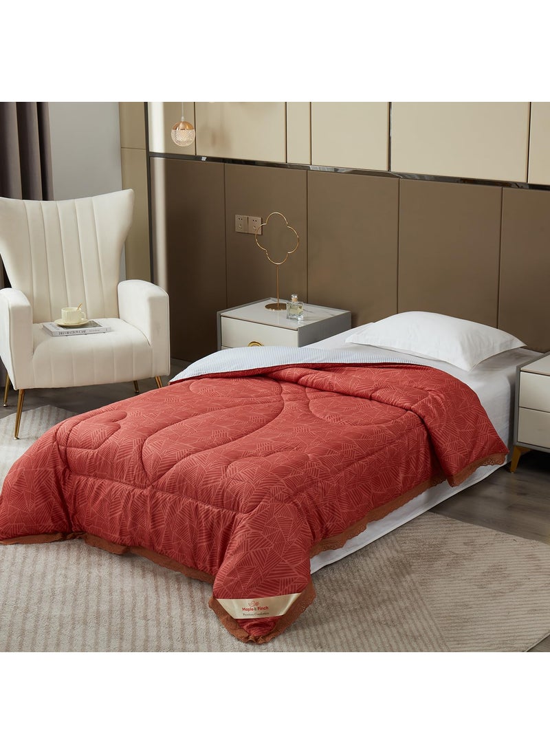 Maple&Finch MapleFinch Reversible AC Comforter for Single Bed All Weather Duvet 220 GSM Bar Chart Carmine Red AR4910D7  - Image 1