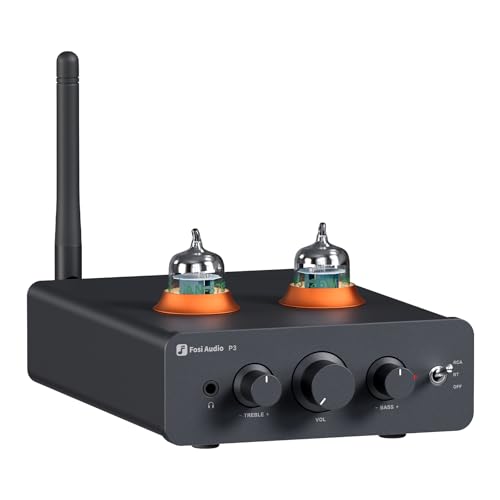 Fosi Audio P3 Tube Preamp Headphone Amplifier Home Audio Preamplifier Mini Vacuum Pre Amp Receiver with Bluetooth aptX LL HD Bass Treble Tone Controls for HiFi Stereo Active Speakers with RCA AUX Jack - Image 1