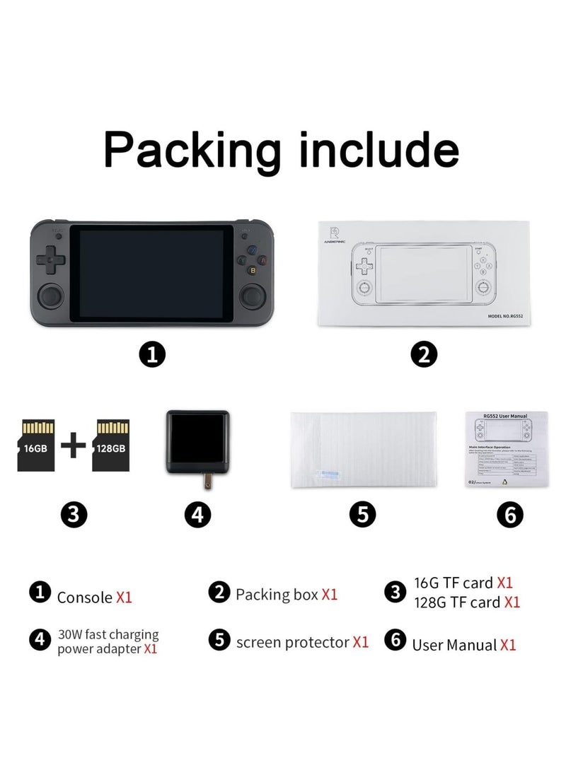ANBERNIC  - RG552 Handheld Android/Linux Dual System Game Console, High-Speed EMMC 5.1, Built-in 6400 mAh Battery, 5.36-inch Touch Screen (16+128GB, 21000+ Games, Black) - Image 1