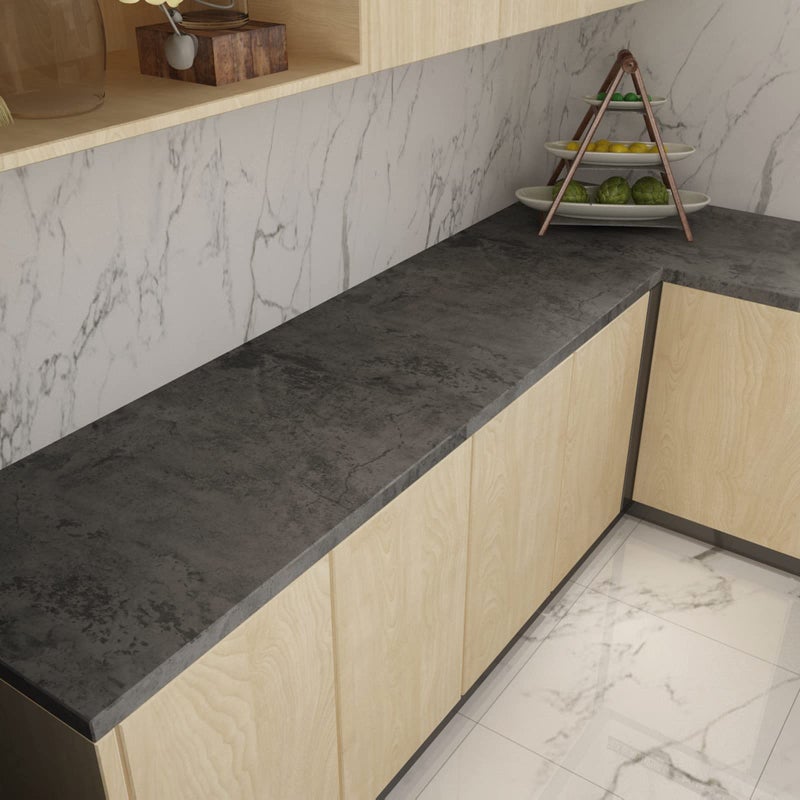 3yecao 16"Ã—197" Extra Thick Dark Blue Grey Concrete Wallpaper Peel and Stick Waterproof Gray Concrete Contact Paper Vinyl Wrap 3d Faux Adhesive Cement Tile Sticker for Kitchen Island Bedroom Gym Walls - Image 3
