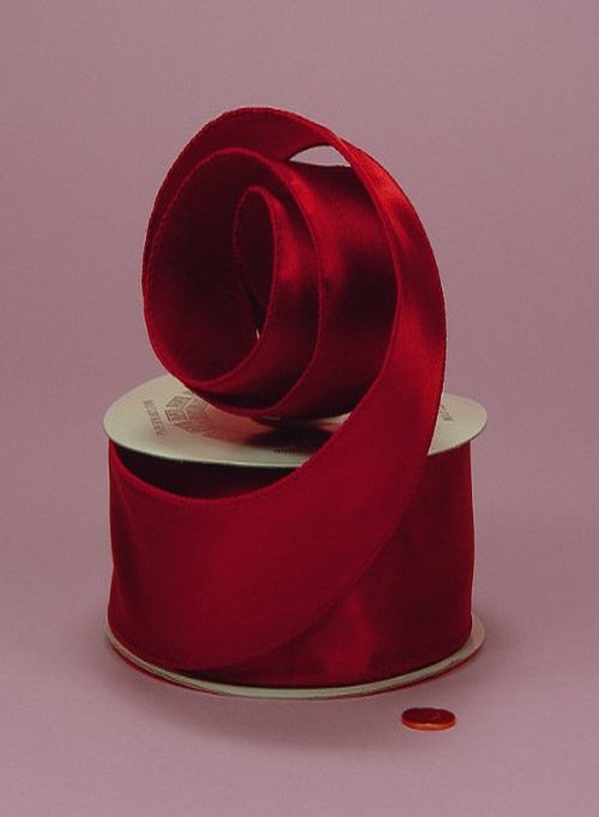 Paper Mart Red Cast-Over Wired Satin Ribbon, 2-1/2" X 25Yd