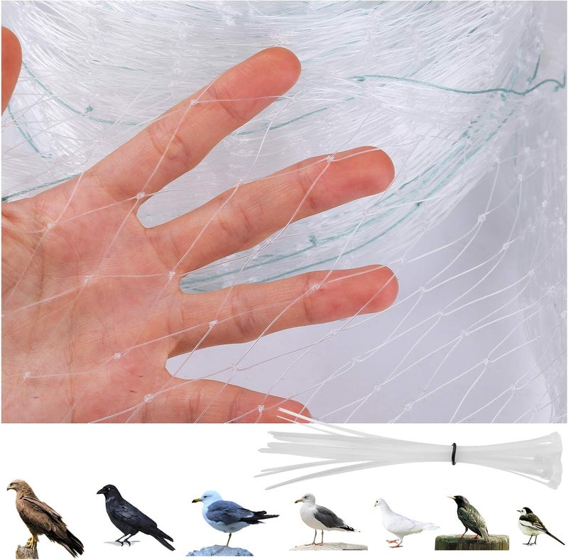 GWHOLE شبكة حديقة 9.8 × 26 قدم مع شبكة مربعة 1 بوصة مع رباط كابل لحماية الفواكه والخضروات وأشجار النباتات، بيضاء - Image 1