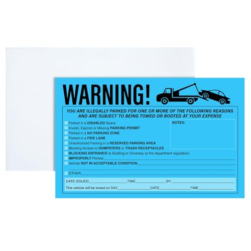 Juvale 50-Pack Parking Violation Stickers, You are Illegally Parked Adhesive Tow Sign Tickets, Bulk Set of 5x8 Blue No Parking Car Warning Towed Notice Labels, Tags for Vehicle Window - Image 4