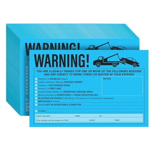 Juvale 50-Pack Parking Violation Stickers, You are Illegally Parked Adhesive Tow Sign Tickets, Bulk Set of 5x8 Blue No Parking Car Warning Towed Notice Labels, Tags for Vehicle Window - Image 1