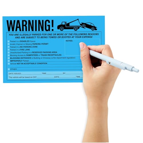 Juvale 50-Pack Parking Violation Stickers, You are Illegally Parked Adhesive Tow Sign Tickets, Bulk Set of 5x8 Blue No Parking Car Warning Towed Notice Labels, Tags for Vehicle Window - Image 5